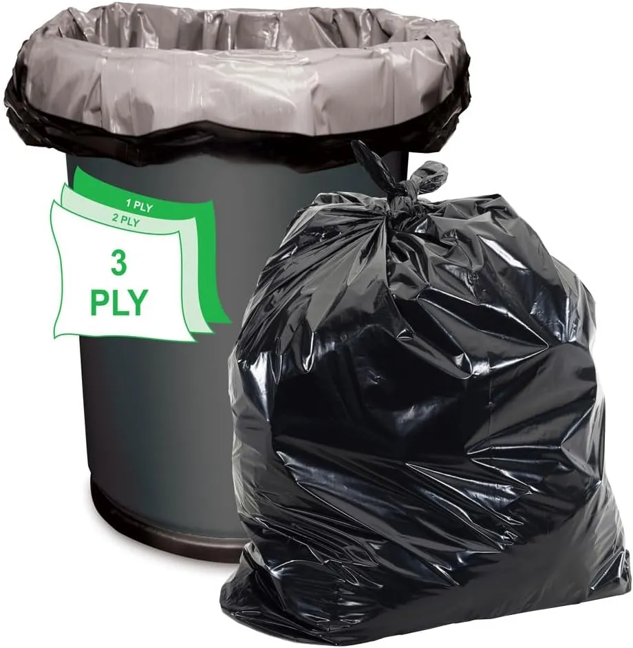 Aluf Plastics 33 Gallon Trash Bags - 1.5 MIL (eq) Black Heavy Duty Trash Can Liners - 33" x 39" - Pack of 100 - For Contractor, Industrial, Commercial, & Outdoor