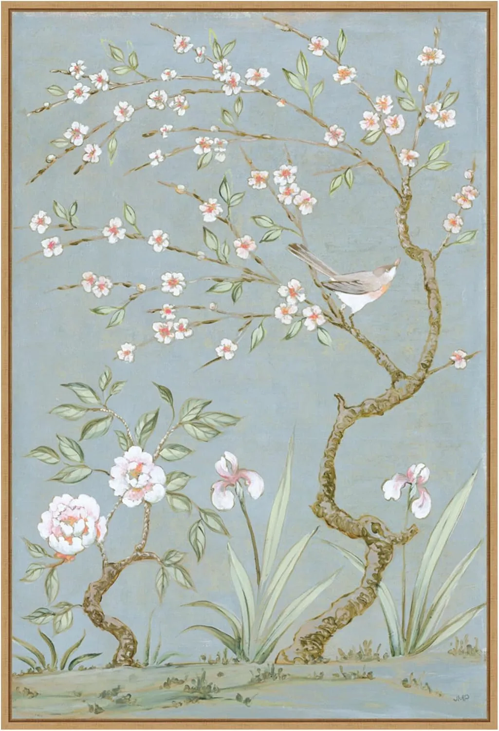Amanti Art Framed Canvas Wall Art 33x23 Spring Mural I Blue by Julia Purinton, Framed Wall Art Canvas, Animals Artwork, Modern Decor, Large Poster Painting for Living Room, Bedroom, Bathroom,