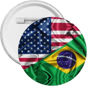 American and Brazilian Flags Express Your Unique Style with Our Fashionable Round Badges