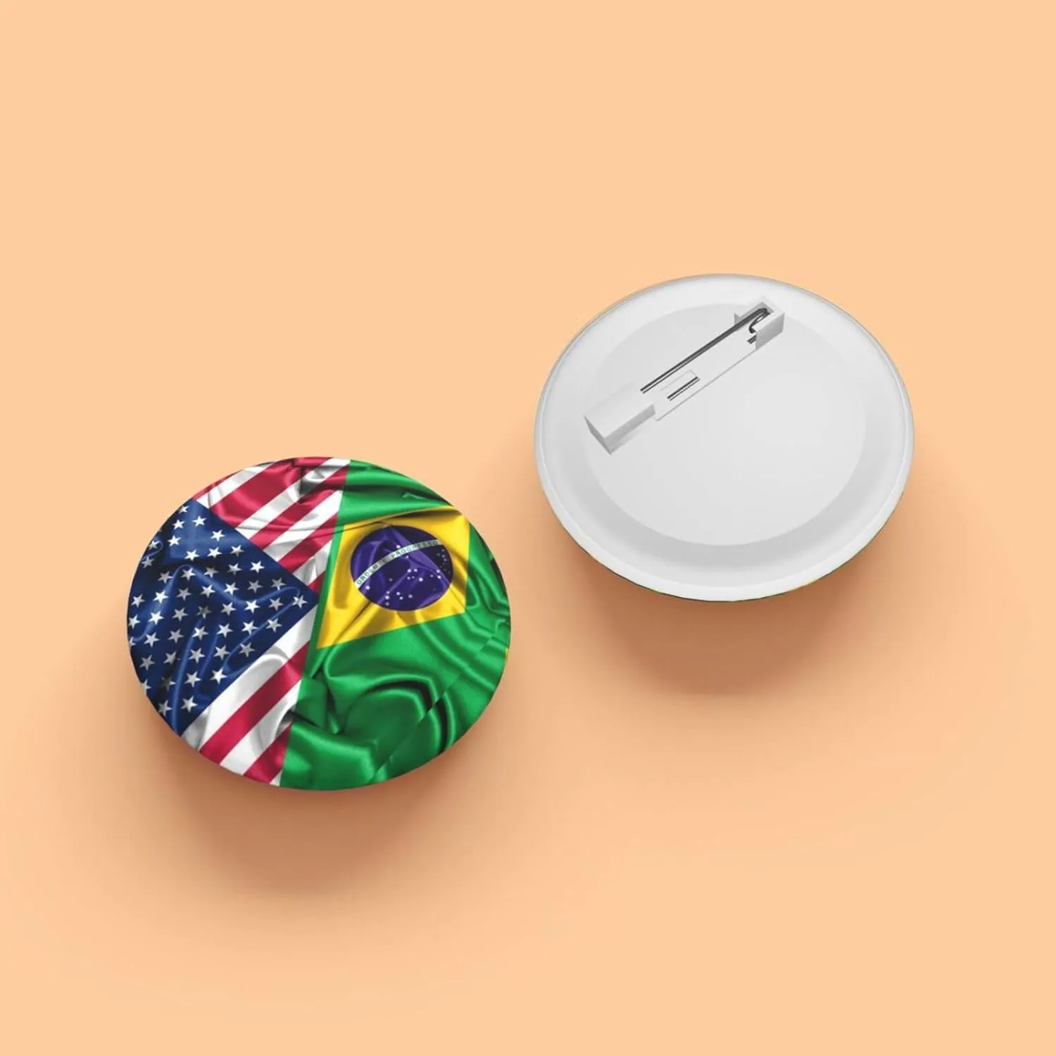 American and Brazilian Flags Express Your Unique Style with Our Fashionable Round Badges
