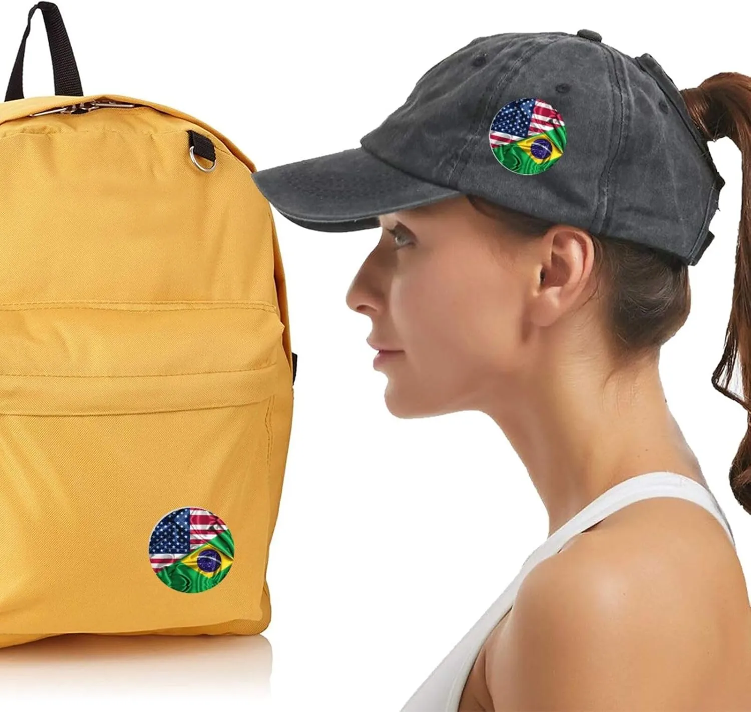 American and Brazilian Flags Express Your Unique Style with Our Fashionable Round Badges