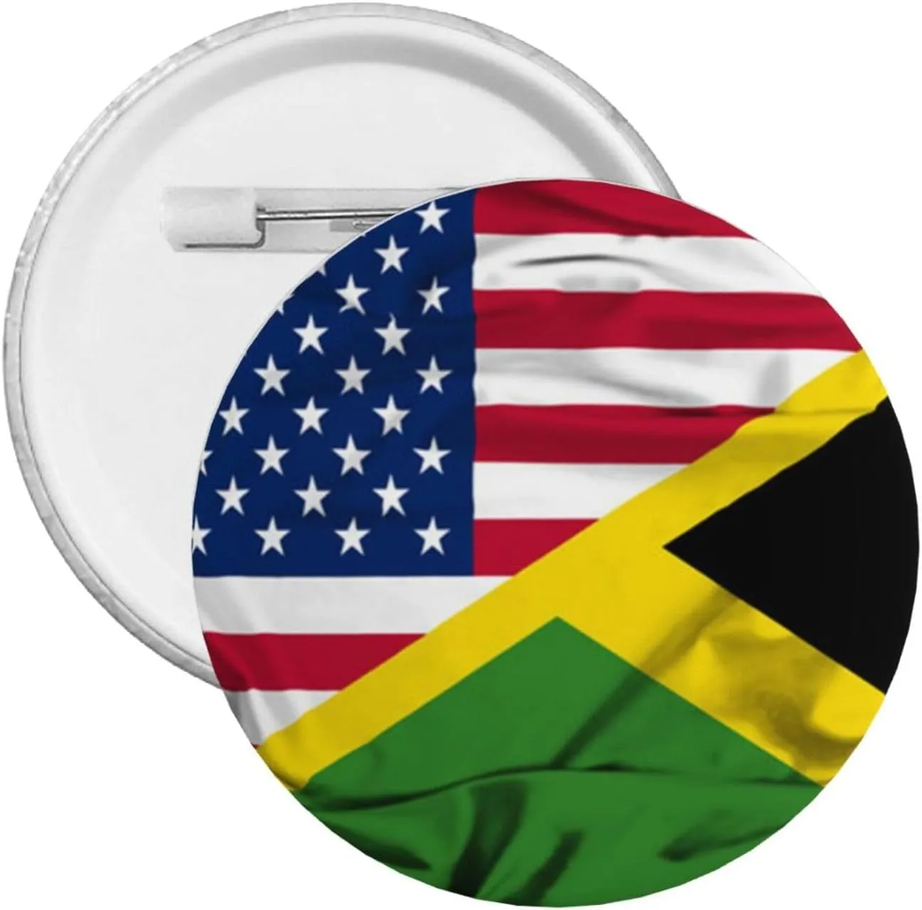 American Flag And Jamaican Flag Half Express Your Unique Style with Our Fashionable Round Badges