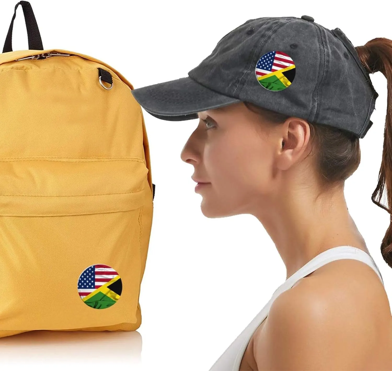 American Flag And Jamaican Flag Half Express Your Unique Style with Our Fashionable Round Badges