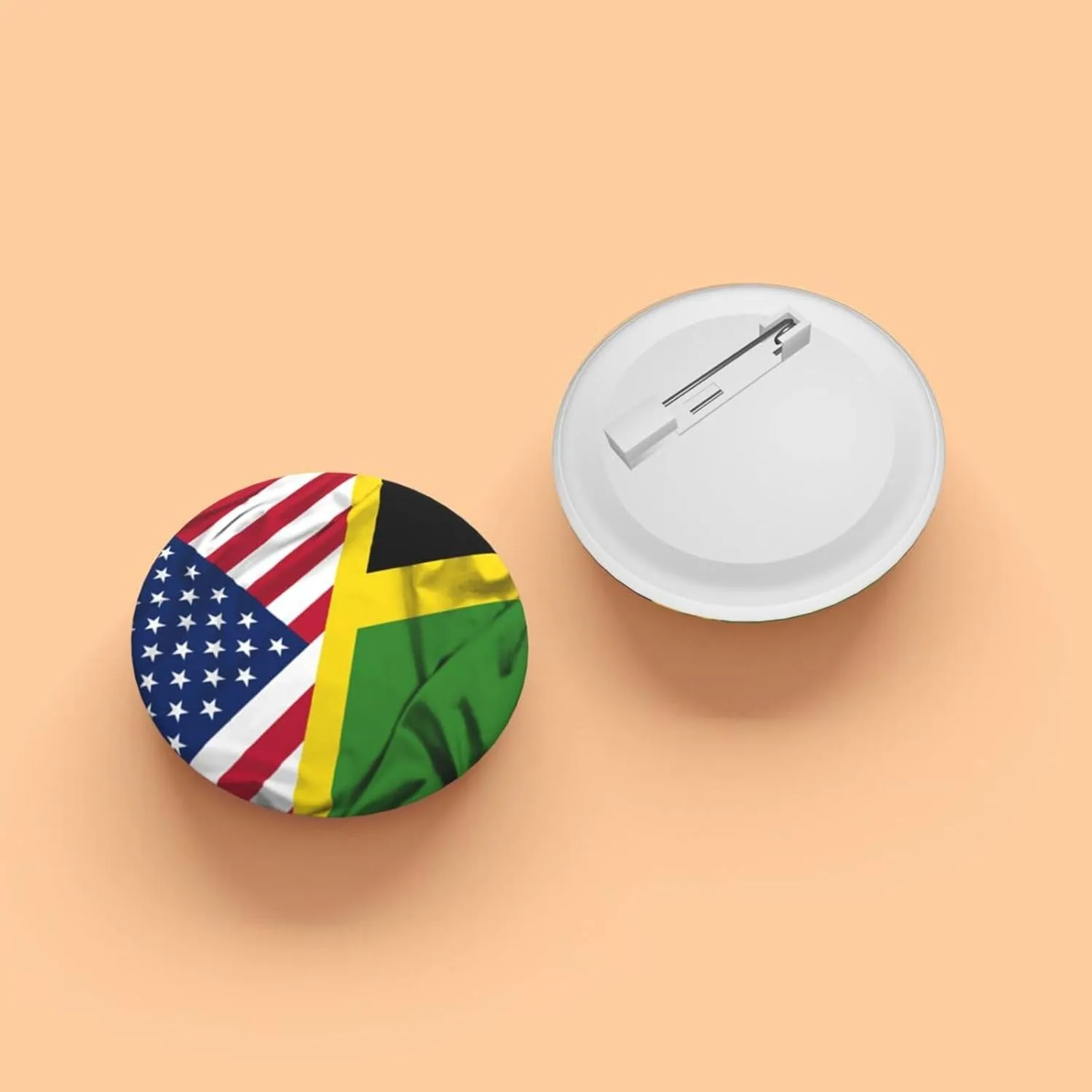 American Flag And Jamaican Flag Half Express Your Unique Style with Our Fashionable Round Badges