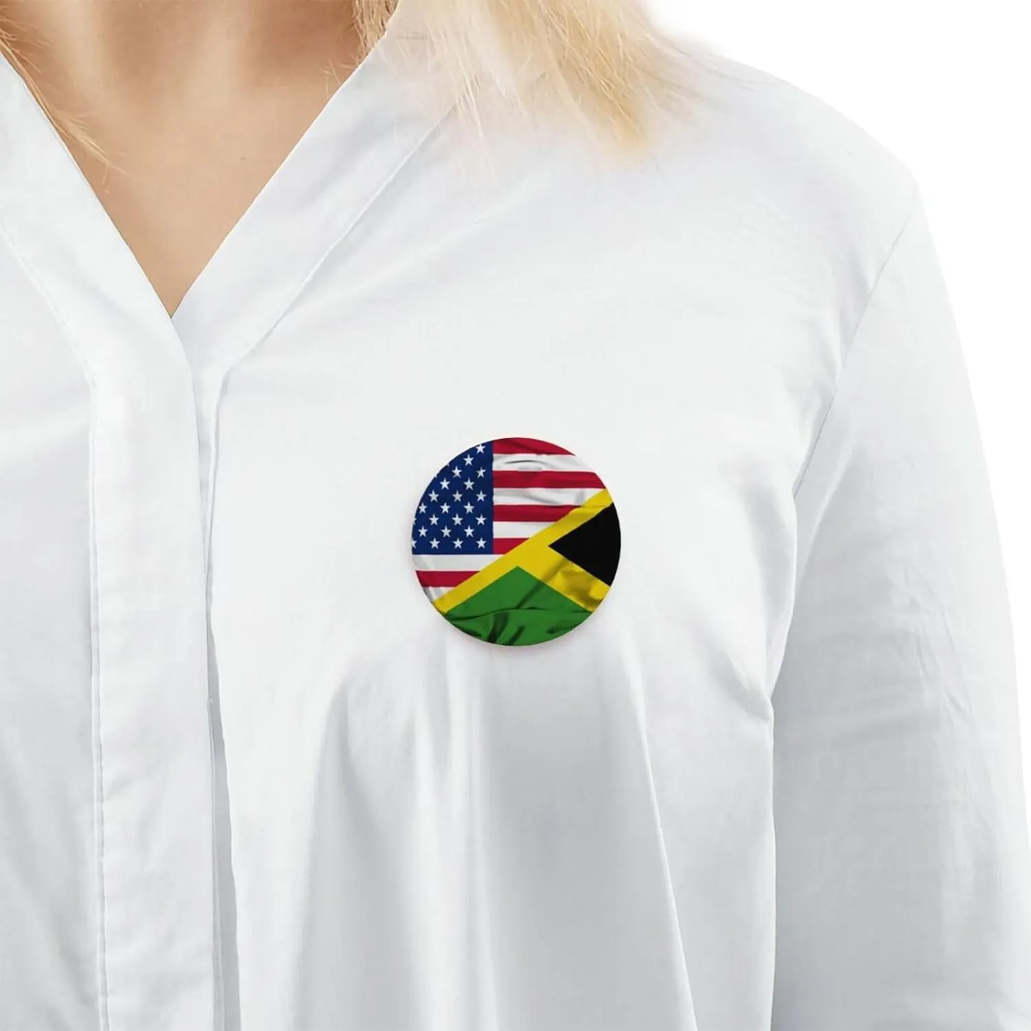 American Flag And Jamaican Flag Half Express Your Unique Style with Our Fashionable Round Badges