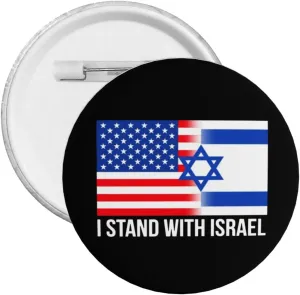 American I Stand with Israel USA Flag Express Your Unique Style with Our Fashionable Round Badges