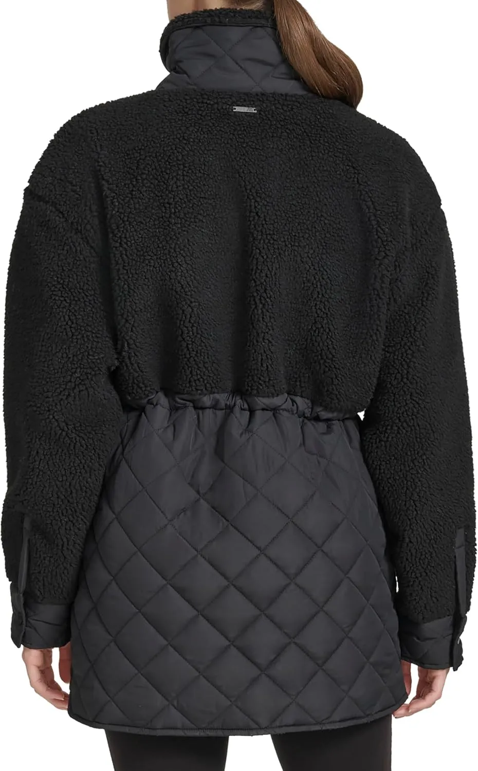 Andrew Marc Women's Mixed Media Tunic Length Faux Sherpa Jacket