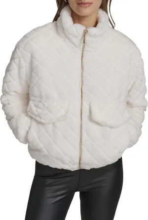 Andrew Marc Women's Zip Front Faux Fur Quilted Jacket