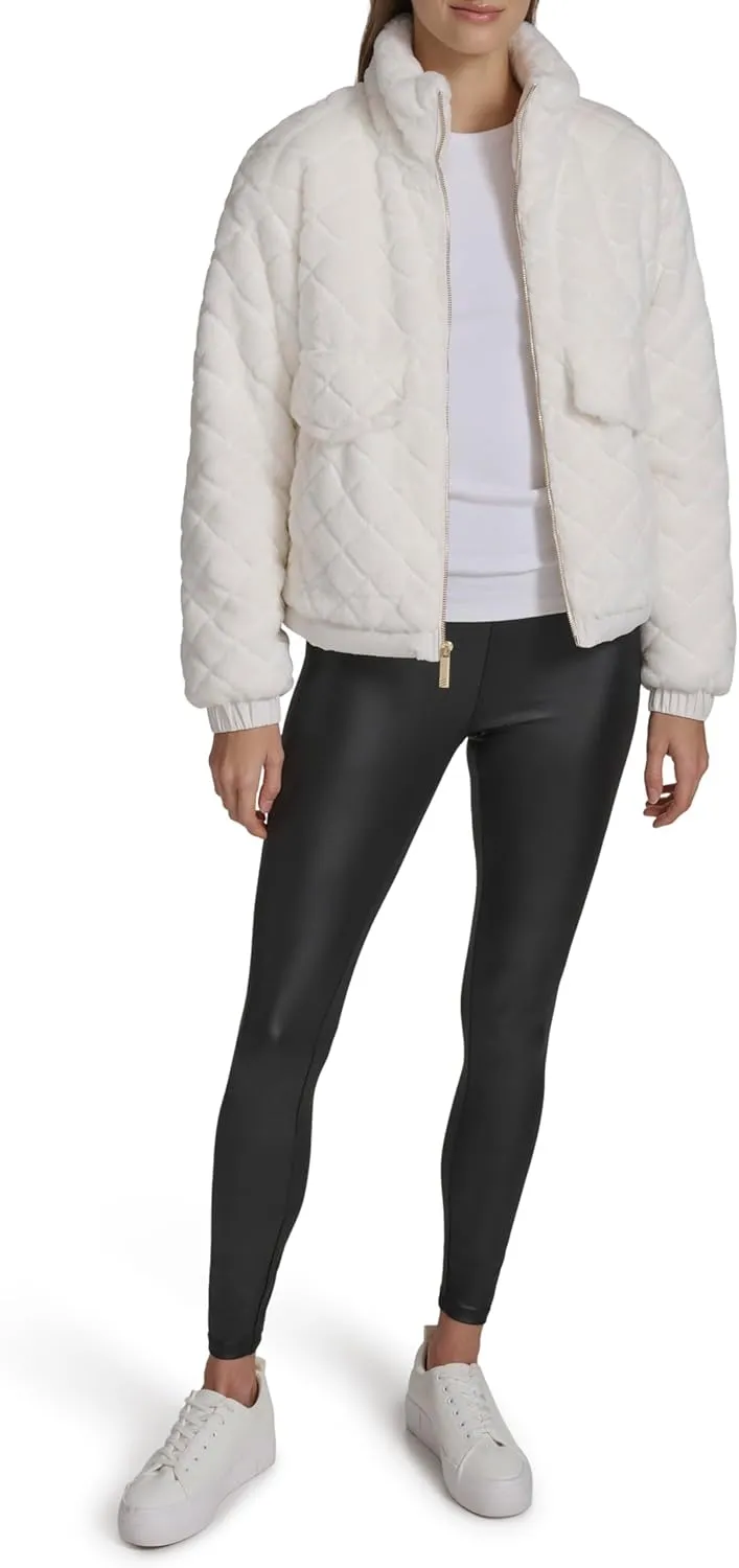 Andrew Marc Women's Zip Front Faux Fur Quilted Jacket
