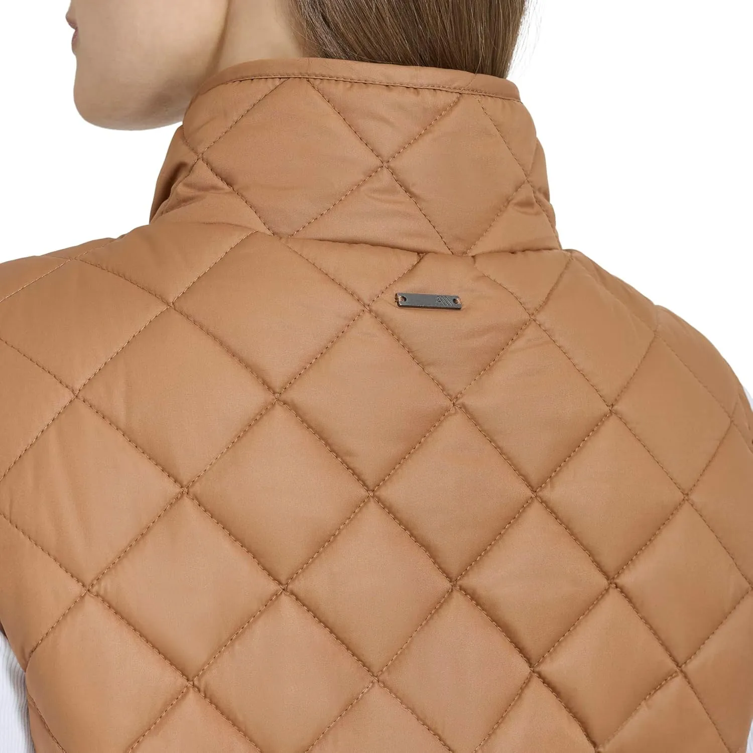 Andrew Marc Women's Zip Front Quilted Faux Sherpa Vest