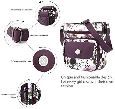 Angel Kiss Crossbody Bags Faux Vegan Leather Shoulder Bags for Women Small Handbag with Adjustable Strap