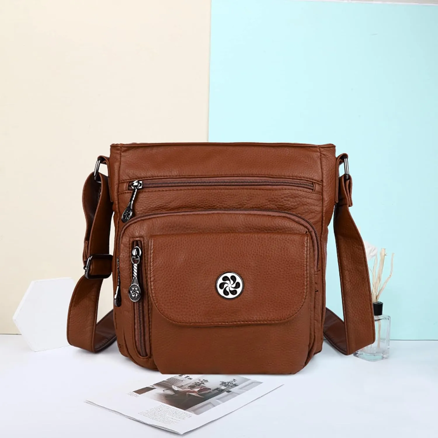 Angel Kiss Crossbody Bags Faux Vegan Leather Shoulder Bags for Women Small Handbag with Adjustable Strap