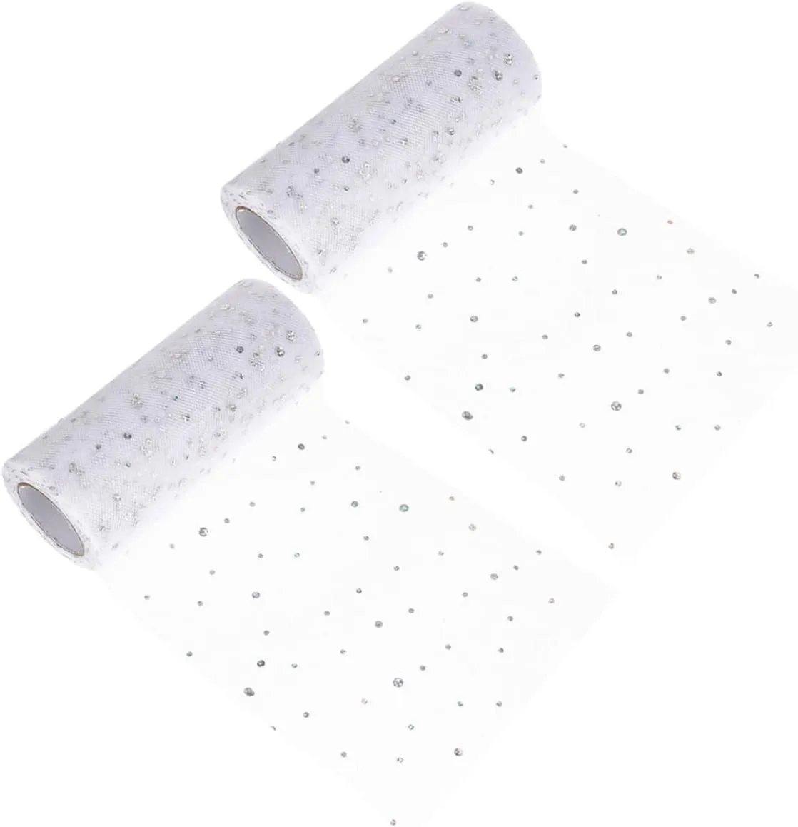 Angoily 2 Rolls Glitter Patch Tulle Fabric Decorative Clothes Patches Bag Gauze for Sewing for DIY Decor Craft Projects