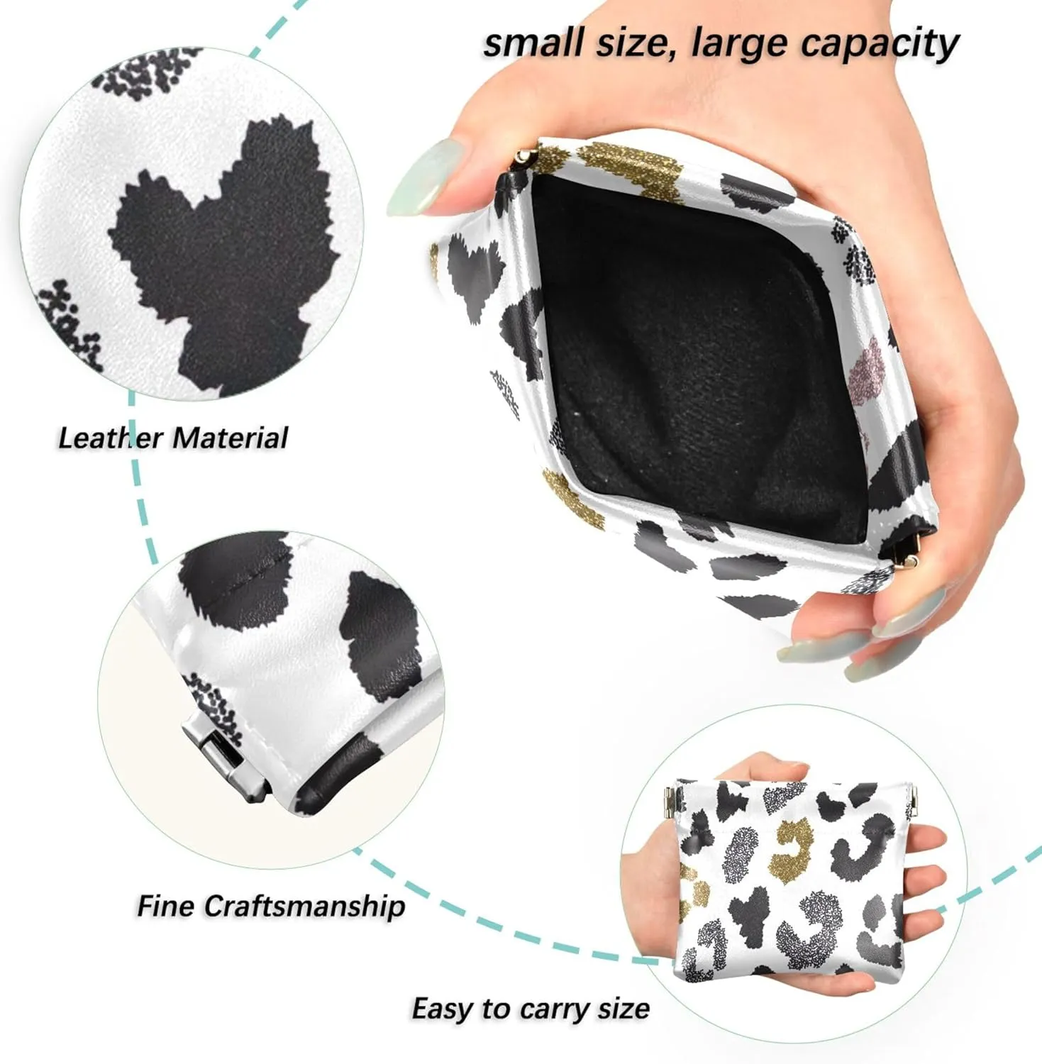 Animal Skin Leopard Coin Purse for Men Women Leather Custom Squeeze Small Change Purse for Girls