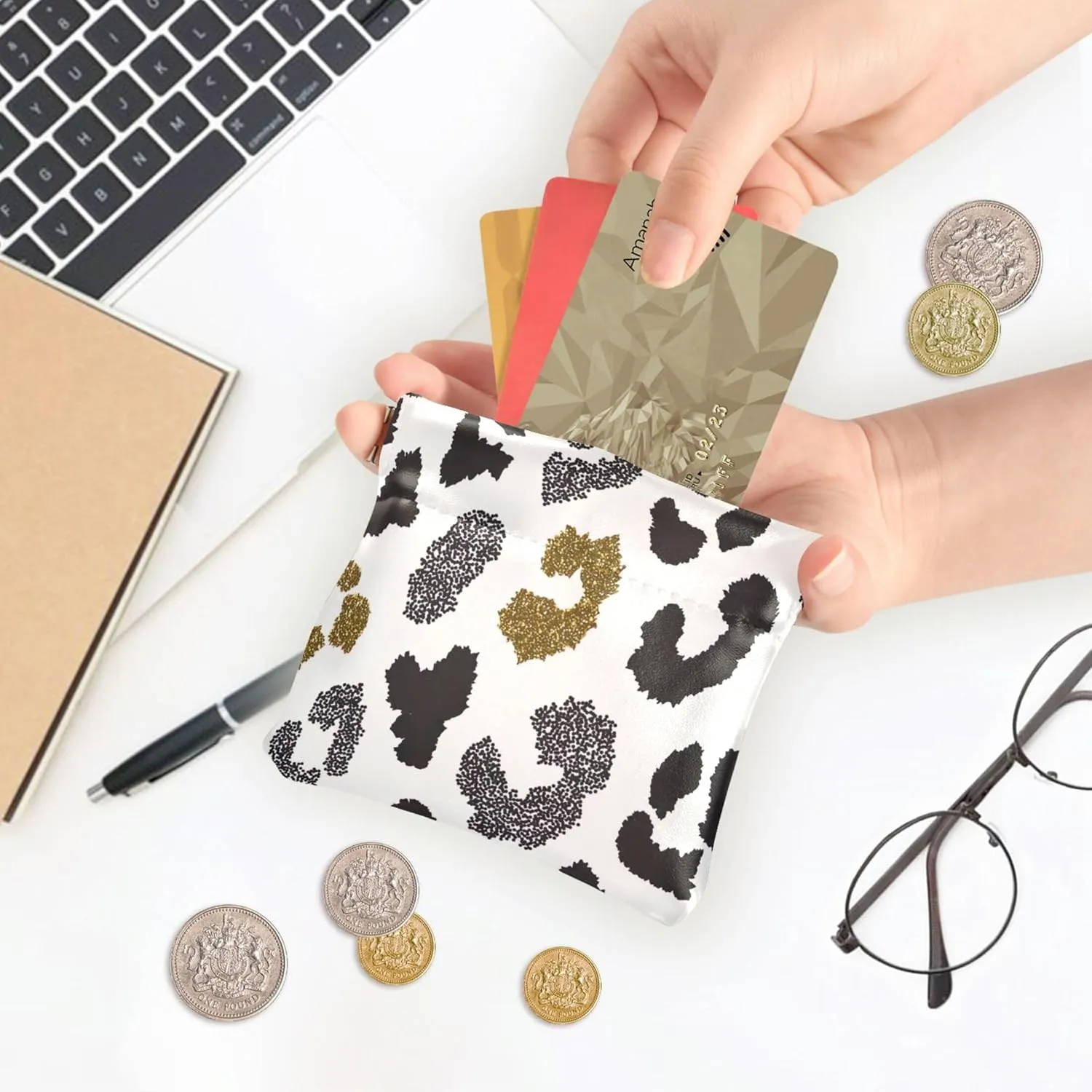Animal Skin Leopard Coin Purse for Men Women Leather Custom Squeeze Small Change Purse for Girls