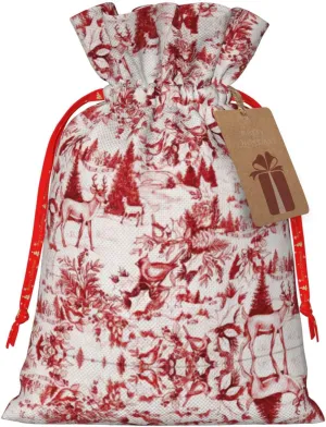 Animal Wilderness Bear Deer Christmas Gift Bag - Holiday Drawstring Party Favor Burlap Bags - Ideal for Present Carry-on, and Storage