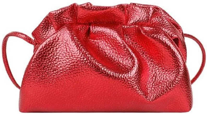 ANKOMINA Women Cloud-Shaped Dumpling Bag Fashion Ruched Crossbody Bag Cell Phone Clutch Purse Clip Shoulder Handbag