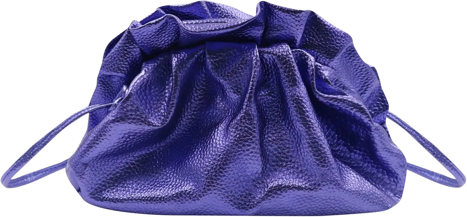 ANKOMINA Women Cloud-Shaped Dumpling Bag Fashion Ruched Crossbody Bag Cell Phone Clutch Purse Clip Shoulder Handbag