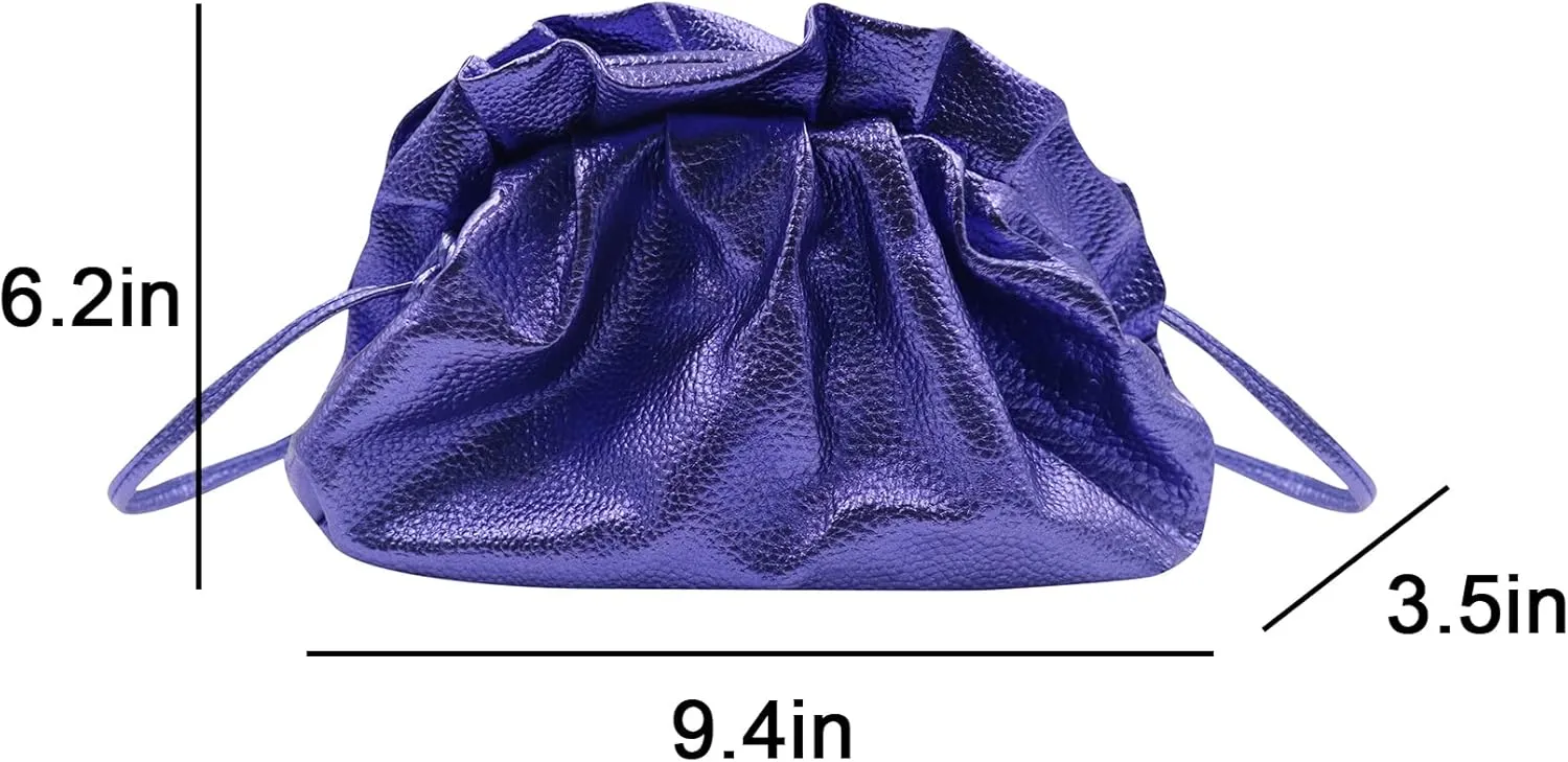 ANKOMINA Women Cloud-Shaped Dumpling Bag Fashion Ruched Crossbody Bag Cell Phone Clutch Purse Clip Shoulder Handbag