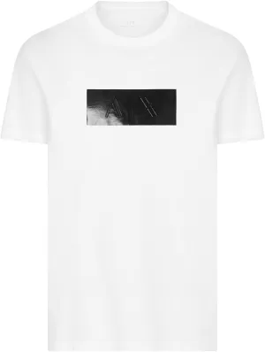 Armani Exchange Men's Faux Leather Elongated Box Logo Tee