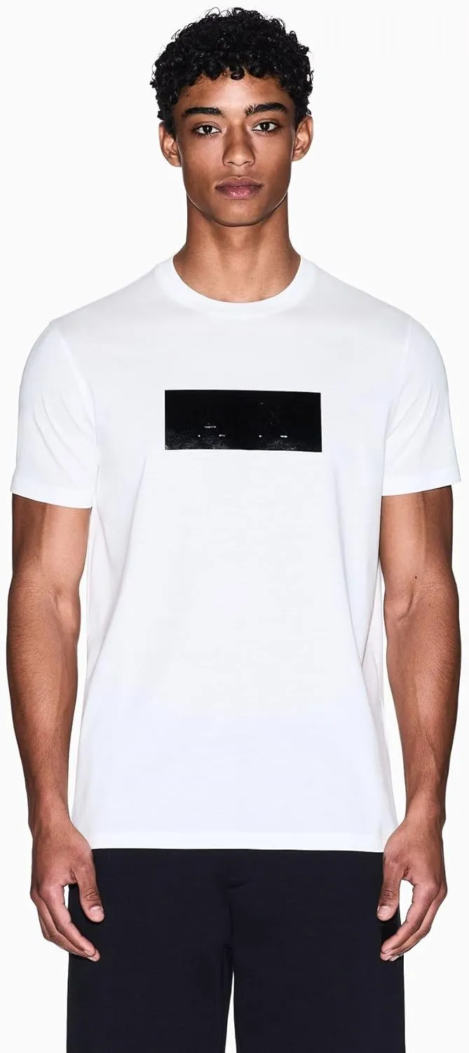 Armani Exchange Men's Faux Leather Elongated Box Logo Tee