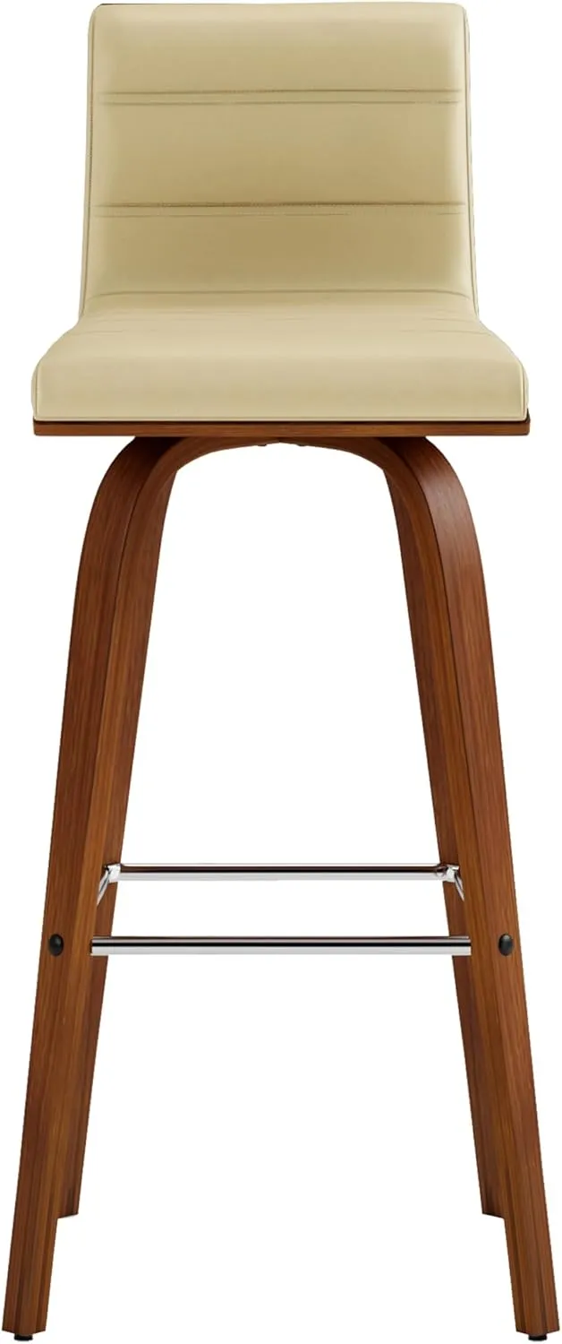 Armen Living Vienna Bar Height Bar Stool Kitchen and Dining, 30" Cream/Walnut, More color/size option
