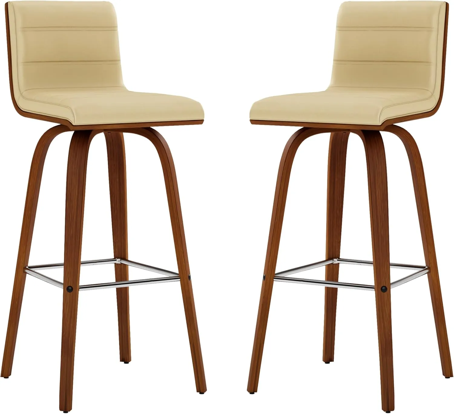 Armen Living Vienna Bar Height Bar Stool Kitchen and Dining, 30" Cream/Walnut, More color/size option