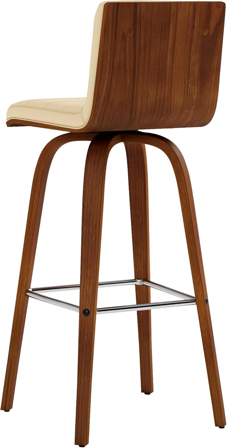 Armen Living Vienna Bar Height Bar Stool Kitchen and Dining, 30" Cream/Walnut, More color/size option