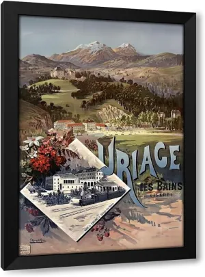 ArtDirect France Uriage Les Bains Vintage Railway Travel Poster Custom Framed Art Print Giclee Print or Canvas Options with Various Sizes and Customization by Vintage Travel Poster