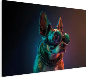 artgeist Textured Canvas Wall AI Art Print Dog 24x16 in - 1pcs Painting Canvas Prints Picture Artwork Image Framed Contemporary Modern Wall Home Abstract Colorful Cyberpunk Cyberdog g-H-10058-b-a