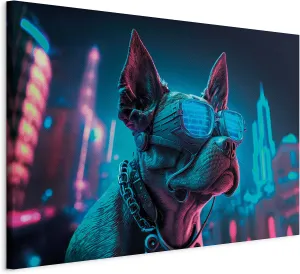 artgeist Textured Canvas Wall AI Art Print Dog 24x16 in - 1pcs Painting Canvas Prints Picture Artwork Image Framed Contemporary Modern Wall Home Abstract Colorful Cyberpunk Cyberdog g-H-10060-b-a