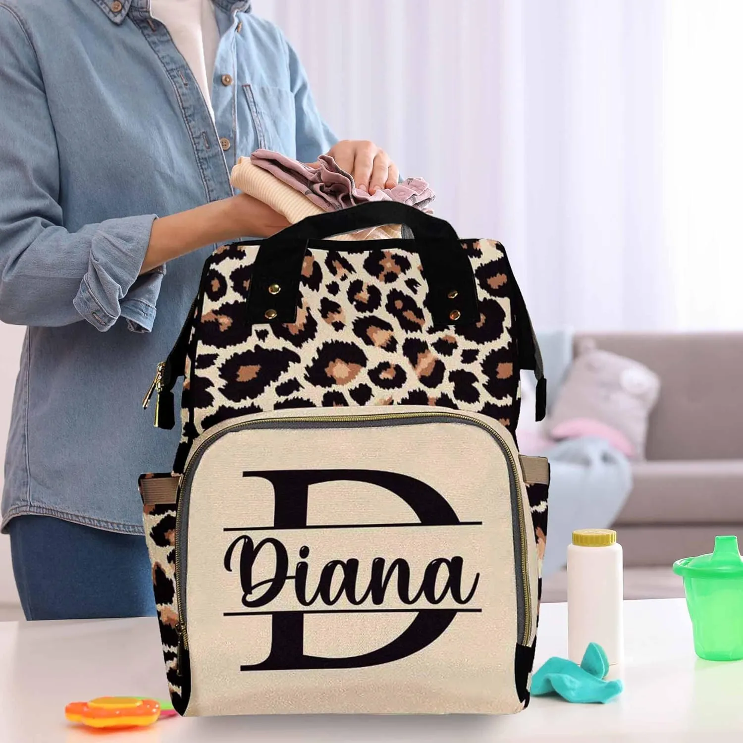 Artsadd Personalized Diaper Bag with Name - Custom Name Backpack for Kids Boys Girls School Bag - Personalized Monogrammed Travel Backpack Daypack Handbag Shoulder Bag for Unisex Hiking Camping Work