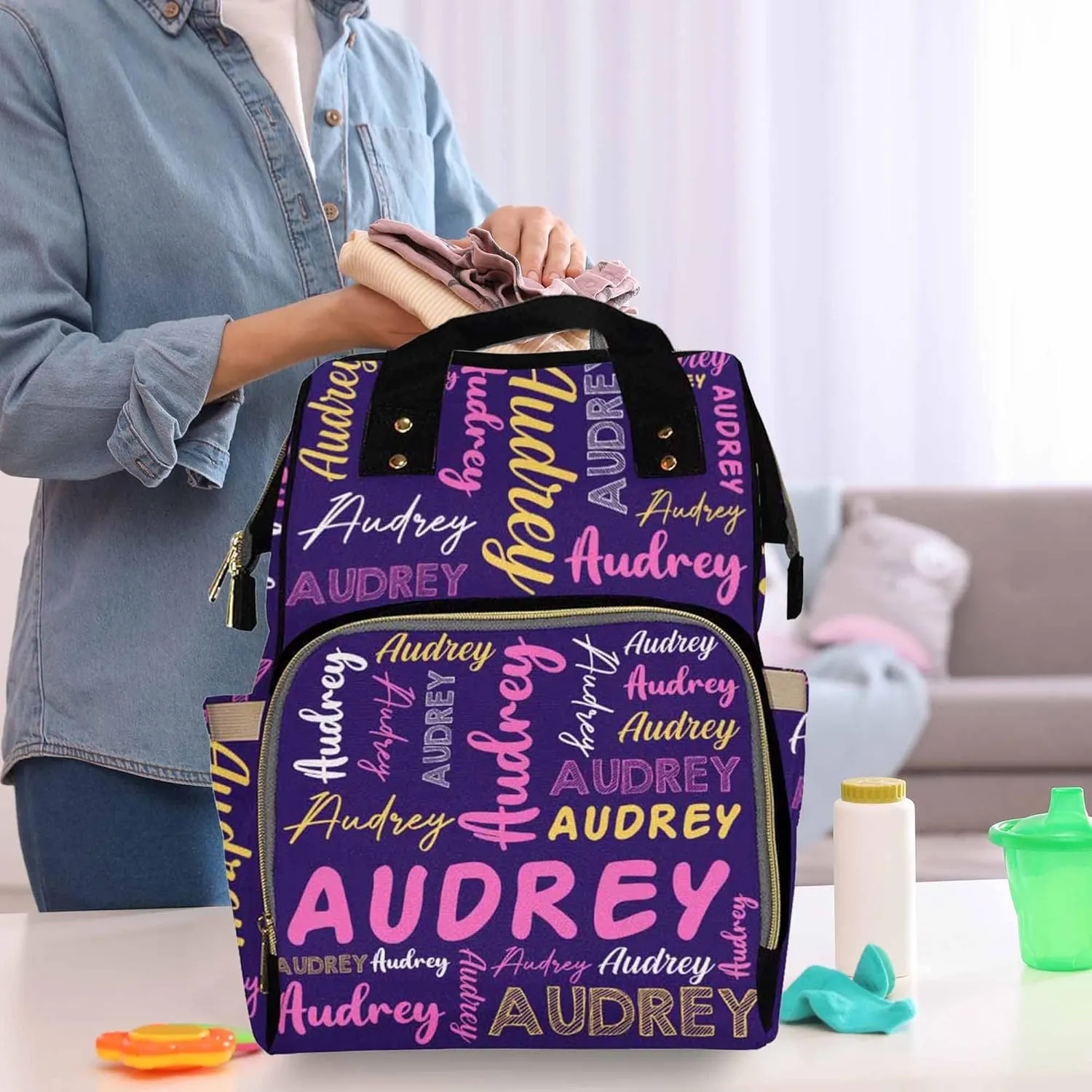 Artsadd Personalized Diaper Bag with Name - Custom Name Backpack for Kids Boys Girls School Bag - Personalized Monogrammed Travel Backpack Daypack Handbag Shoulder Bag for Unisex Hiking Camping Work