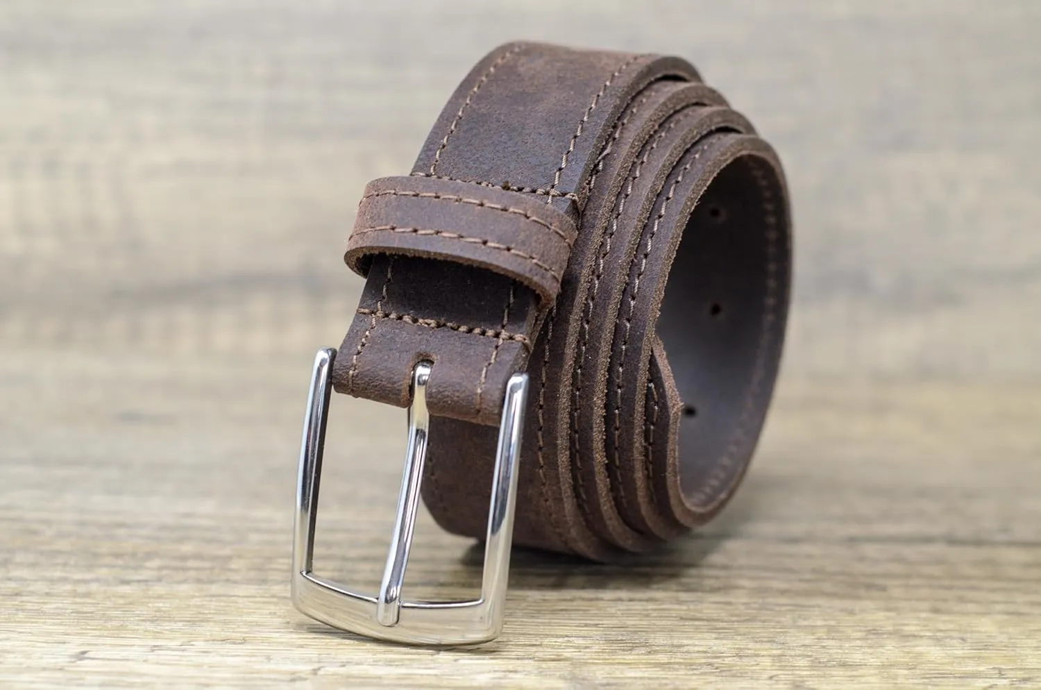 Ashford Ridge Made in England 34mm Full Leather Edge Stitched Belt with Classic Buckle