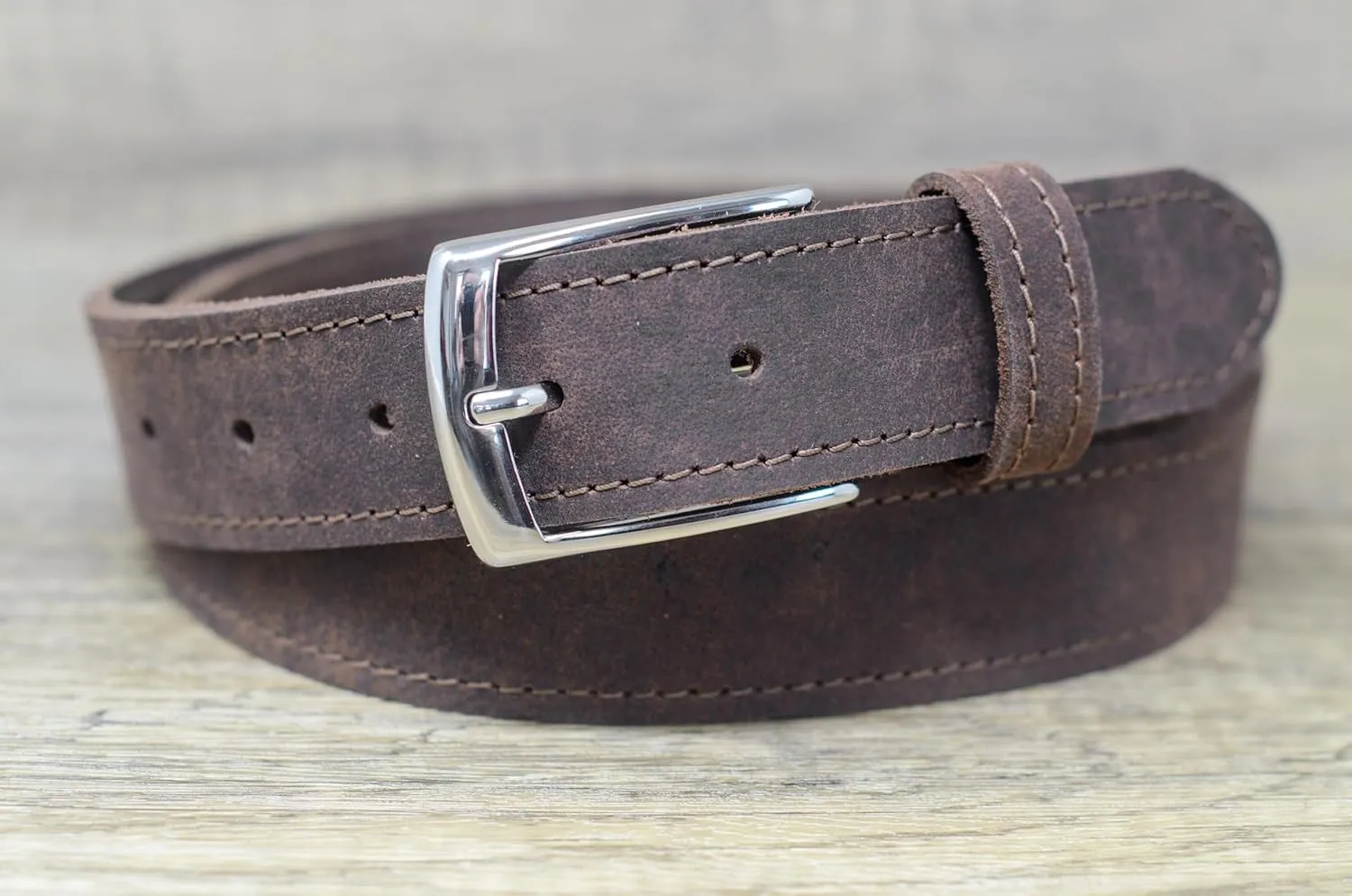 Ashford Ridge Made in England 34mm Full Leather Edge Stitched Belt with Classic Buckle