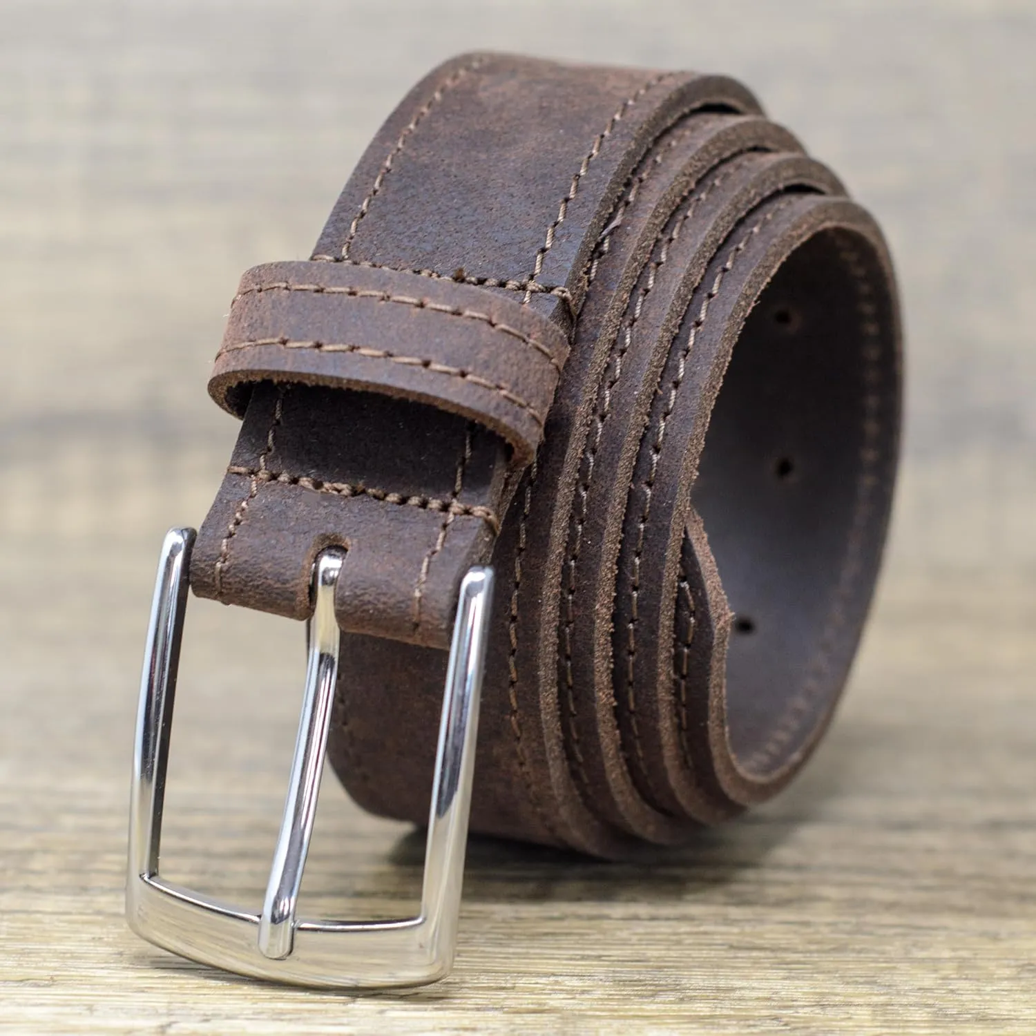 Ashford Ridge Made in England 34mm Full Leather Edge Stitched Belt with Classic Buckle