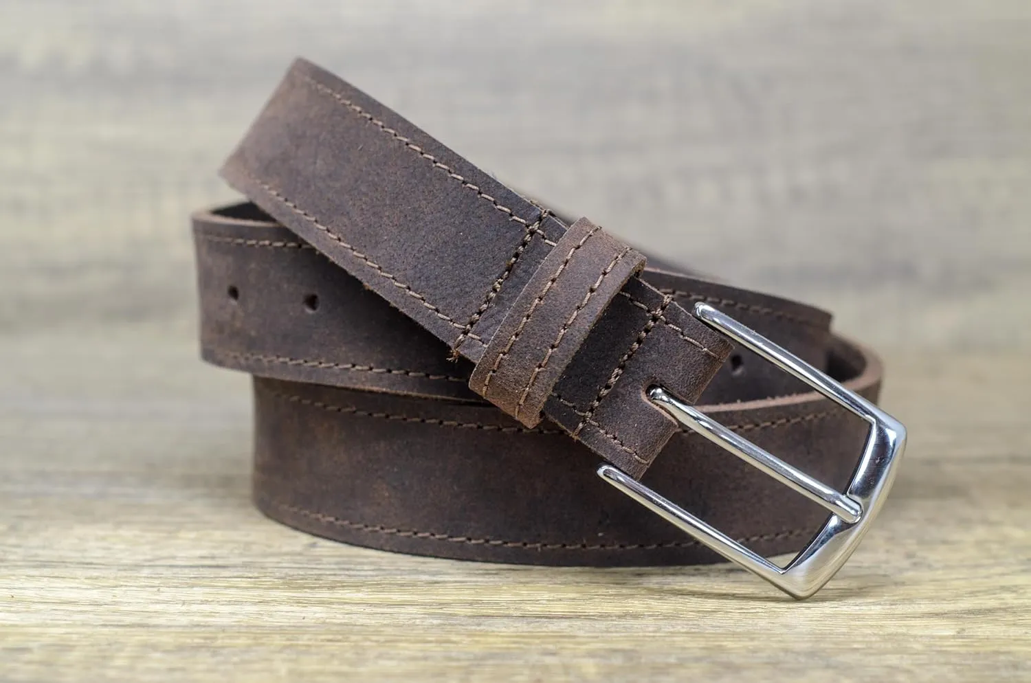Ashford Ridge Made in England 34mm Full Leather Edge Stitched Belt with Classic Buckle