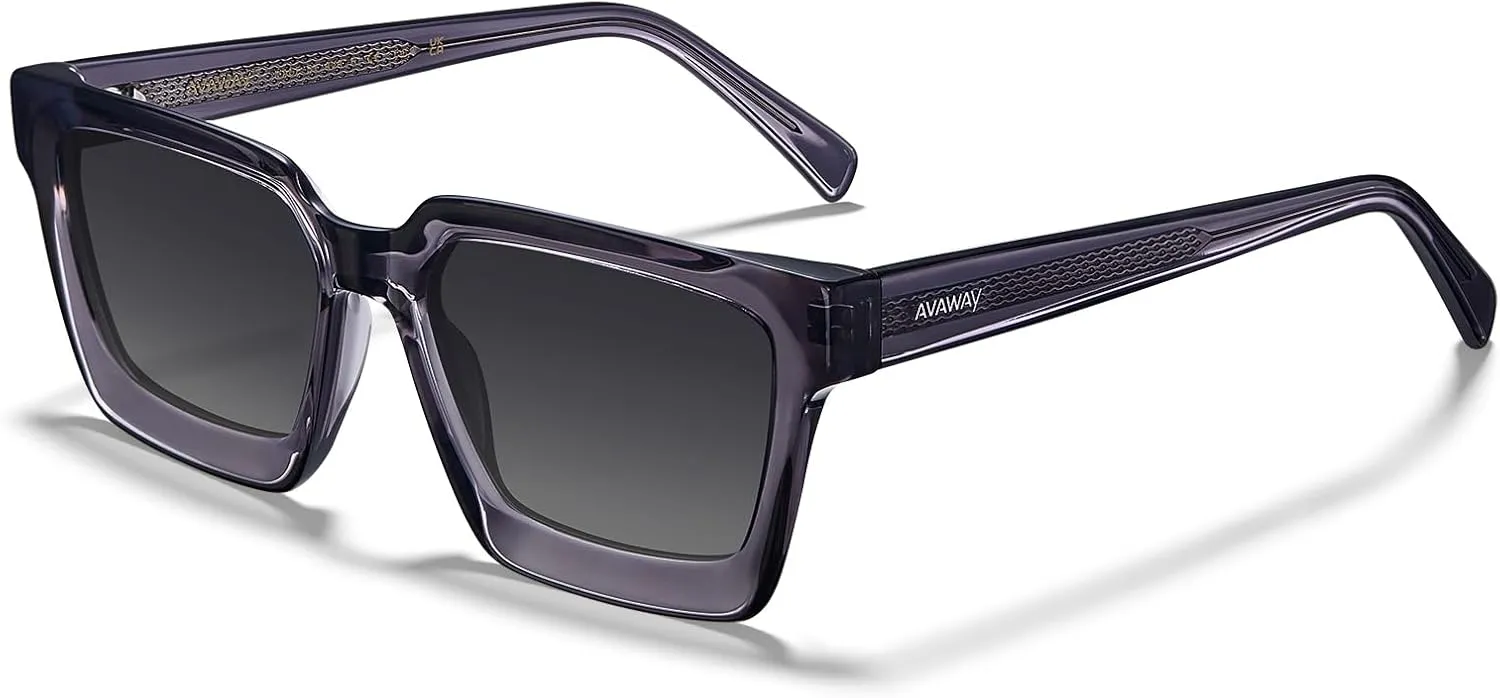 AVAWAY Unisex Square Acetate Polarized Sunglasses Women Men UV400 Retro Sun Glasses for Driving/Fishing/Daily Wear