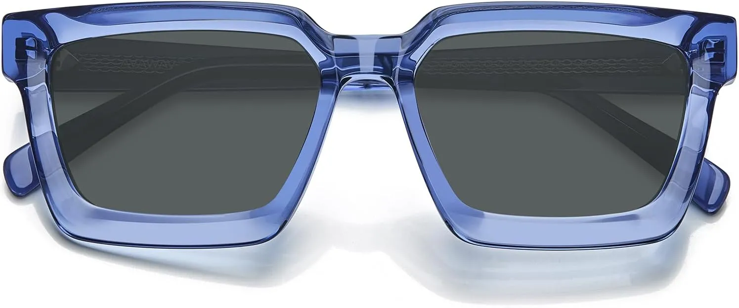 AVAWAY Unisex Square Acetate Polarized Sunglasses Women Men UV400 Retro Sun Glasses for Driving/Fishing/Daily Wear