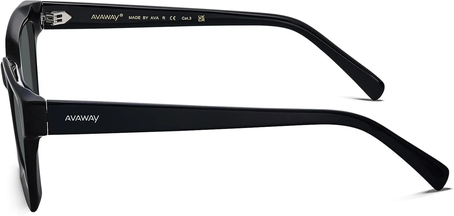 AVAWAY Unisex Square Acetate Polarized Sunglasses Women Men UV400 Retro Sun Glasses for Driving/Fishing/Daily Wear