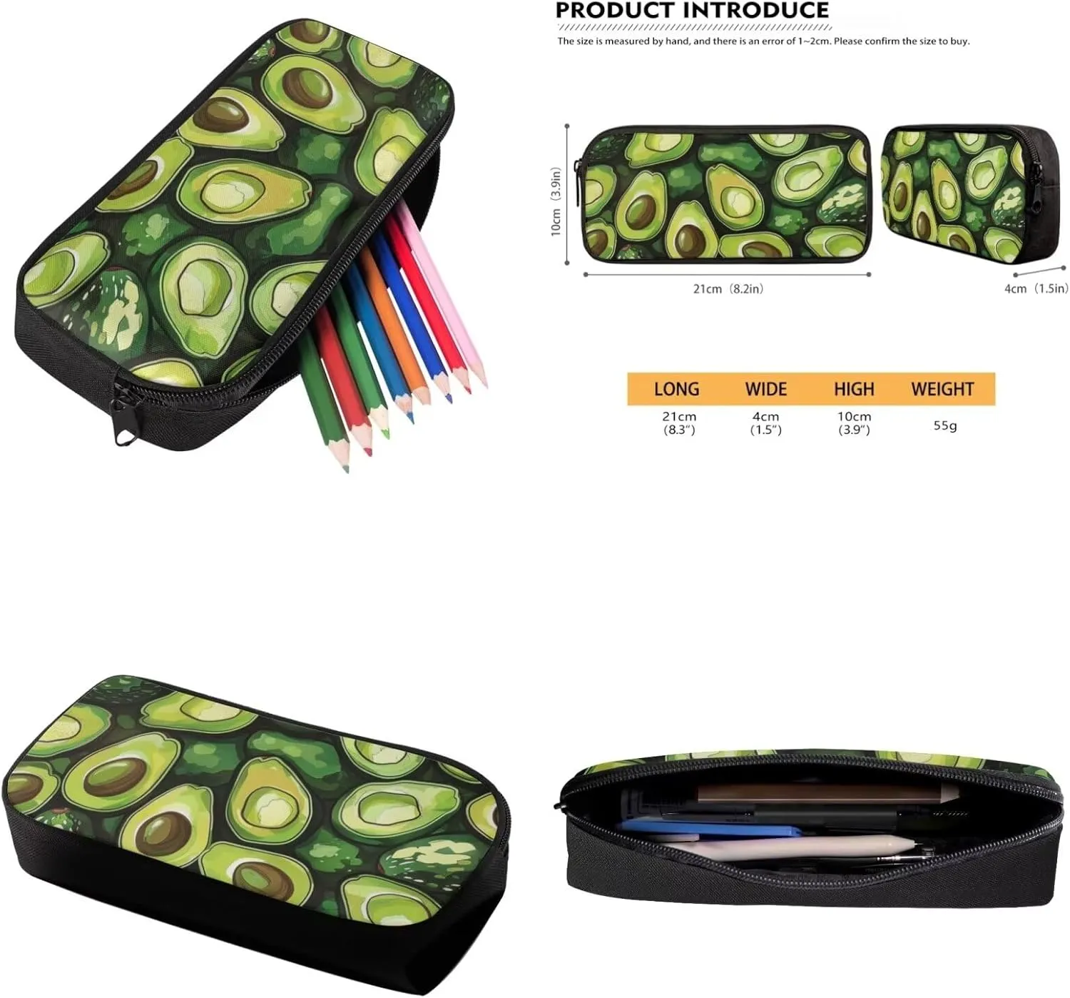 Avocado Print Backpack with Lunch Box for Girls Multi-Pockets Adjustable Straps Crossbody School Bag Waterproof and Oil Proof Nursing School Bag for Work Outdoor Travel