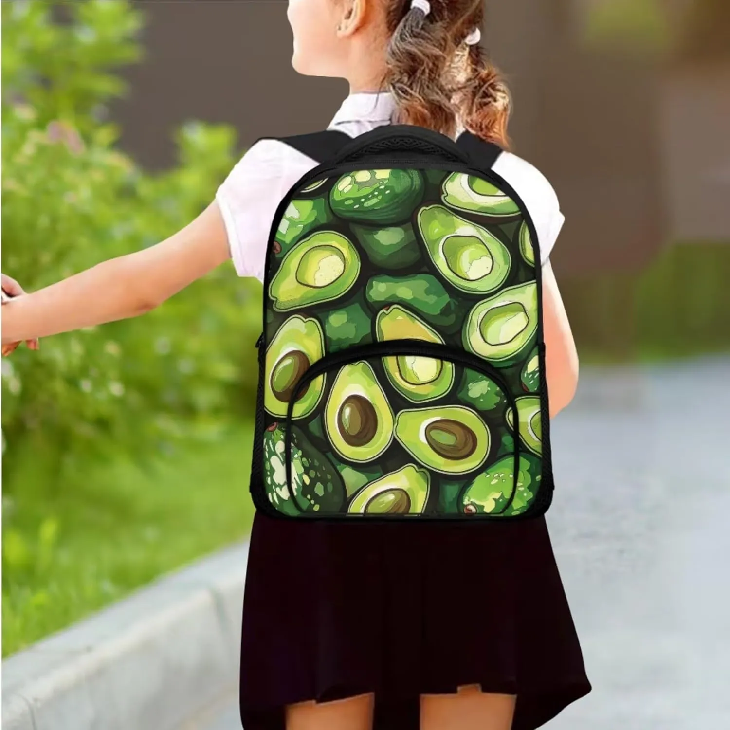 Avocado Print Backpack with Lunch Box for Girls Multi-Pockets Adjustable Straps Crossbody School Bag Waterproof and Oil Proof Nursing School Bag for Work Outdoor Travel