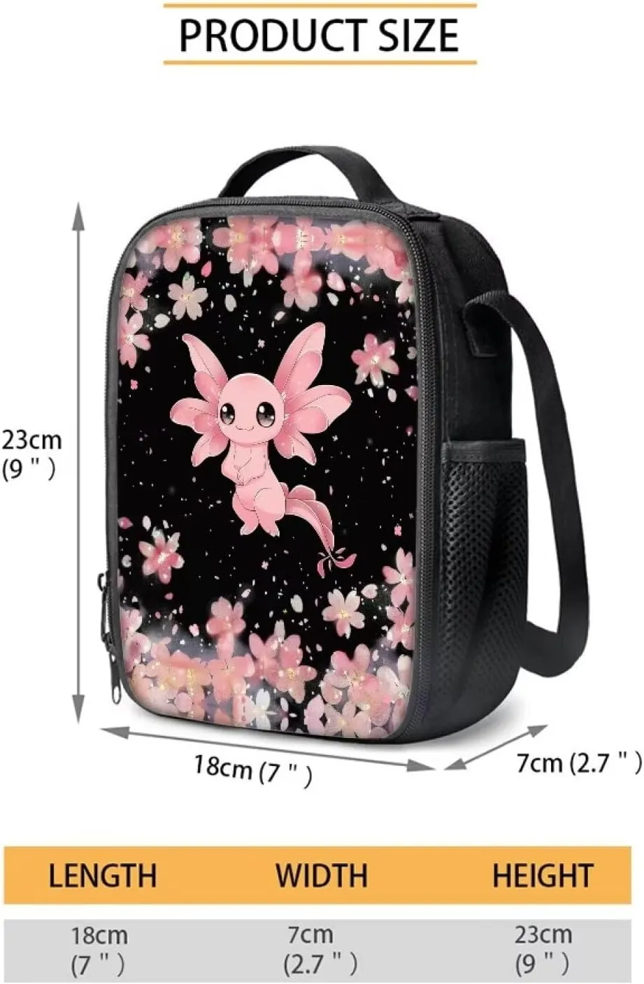 Axolotl Backpack for Girls 10-12 Girl Back Pack Set 15 Inch Lightweight School Bag with Foldable Portable Lunch Box Mini Pencil Case for Primary School