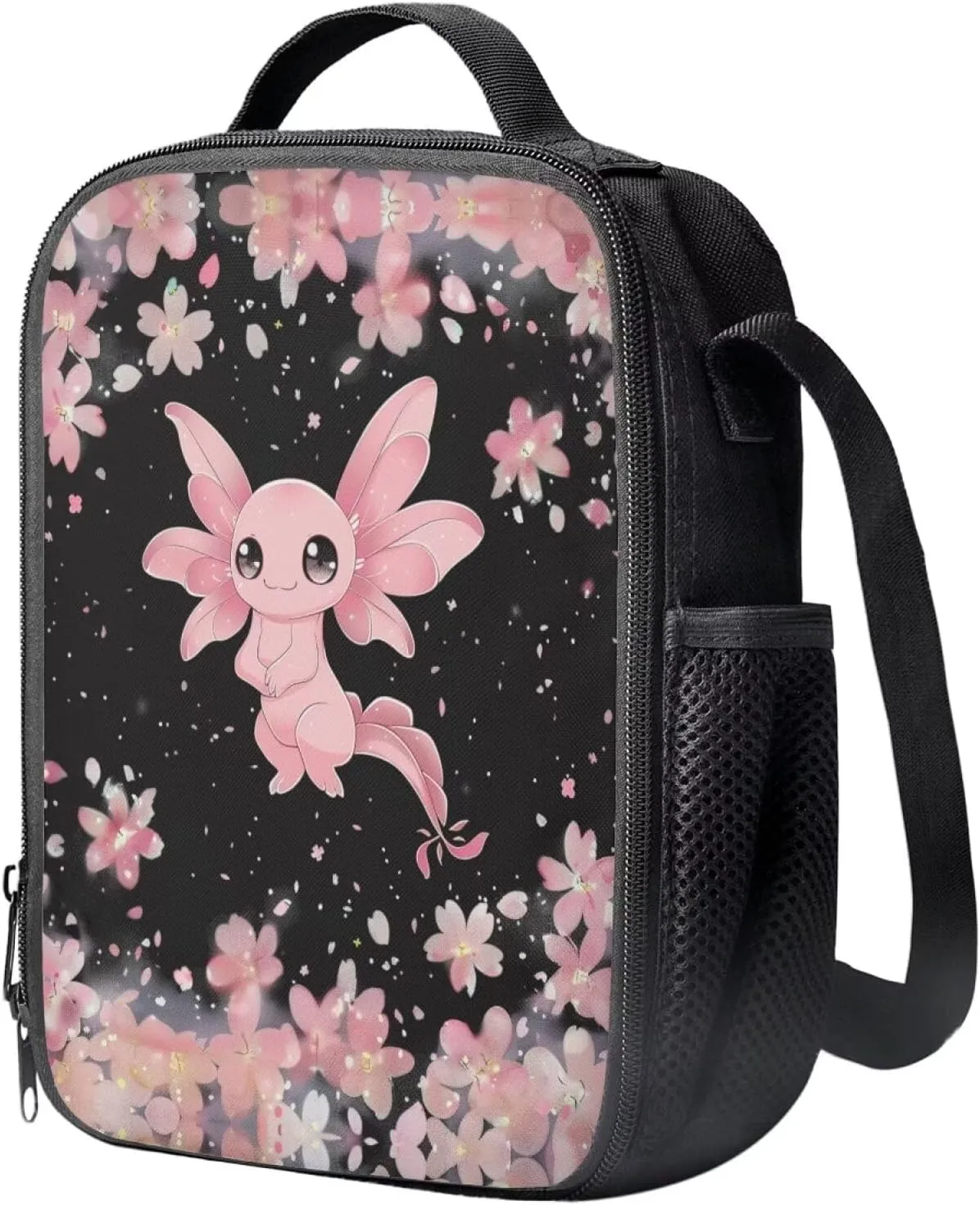 Axolotl Backpack for Girls 10-12 Girl Back Pack Set 15 Inch Lightweight School Bag with Foldable Portable Lunch Box Mini Pencil Case for Primary School