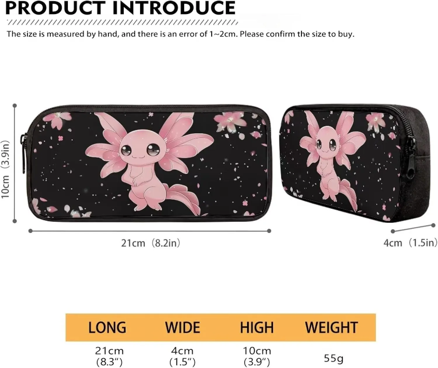 Axolotl Backpack for Girls 10-12 Girl Back Pack Set 15 Inch Lightweight School Bag with Foldable Portable Lunch Box Mini Pencil Case for Primary School