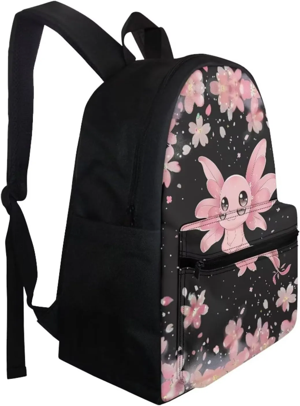 Axolotl Backpack for Girls 10-12 Girl Back Pack Set 15 Inch Lightweight School Bag with Foldable Portable Lunch Box Mini Pencil Case for Primary School