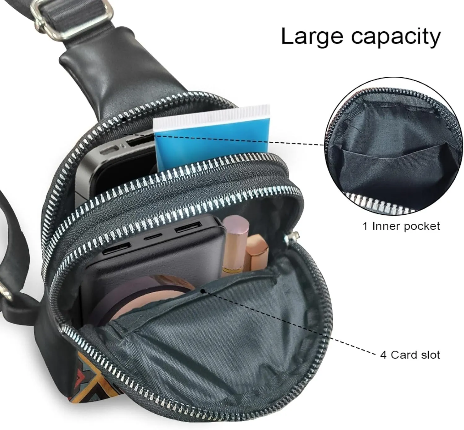 Aztec Western Horse Women Sling bag for Ladies Travel Crossbody Bag for Woman Portable Cross Body Bag for Mother Lady Casual Small Backpack with Zipper and Card Slot