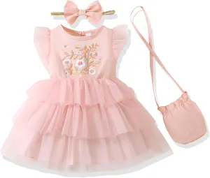 Baby Girl Dress Infant Summer Outfits Toddler Sleeveless Tulle Dress Wedding Flower Birthday Dresses for Girls