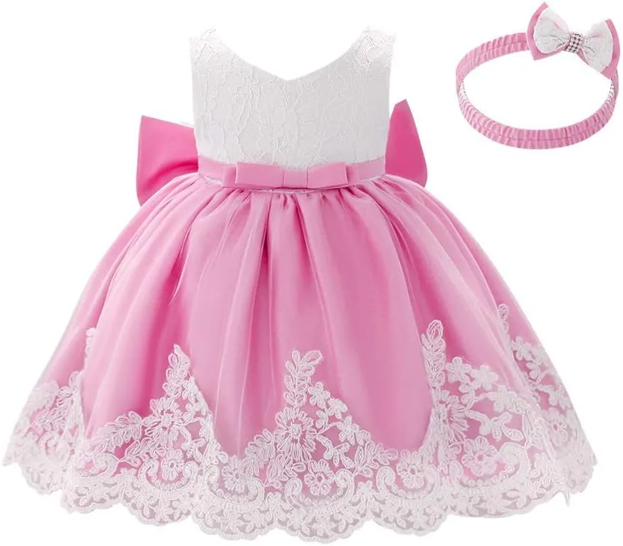 Baby Girl Lace Tutu Dress Infant Toddler Wedding Flower Girl Dress First Birthday Formal Pageant Christening Dresses