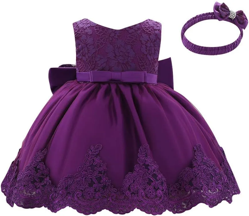 Baby Girl Lace Tutu Dress Infant Toddler Wedding Flower Girl Dress First Birthday Formal Pageant Christening Dresses